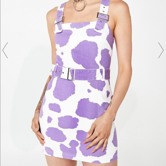 purple cow print dress